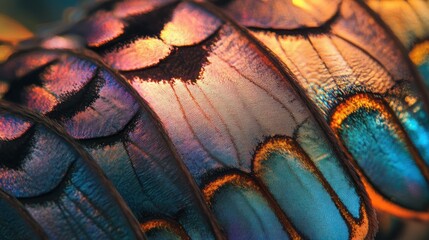 Aufkleber - Close-up of a Butterfly's Wing with Vibrant Colors and Patterns