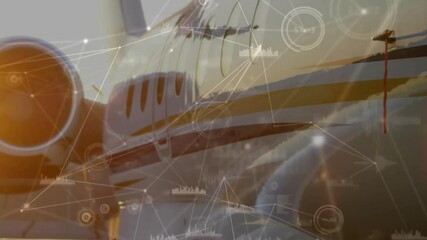 Poster - Aircraft engine and fuselage with data processing animation overlaid