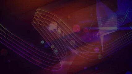 Poster - Abstract colorful waves and light particles animation over dark background