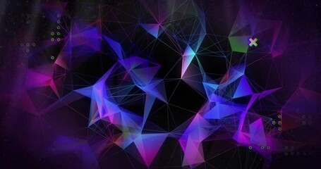 Poster - Abstract geometric shapes and lines animation with vibrant colors on dark background