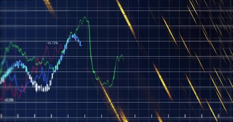 Poster - financial data chart with fluctuating lines and grid background, animation of market trends