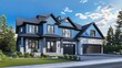 © Bijac - modern suburban dream luxurious twostory home with blue siding stone accents and double garage architectural 3d visualization