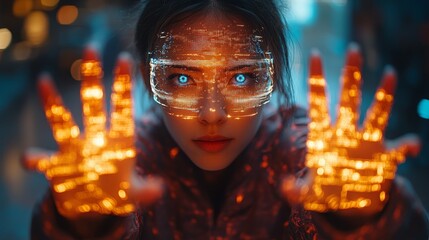 Poster - players engage with immersive holographic games, showcasing vivid visual effects and interactive ele