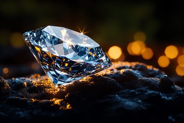 Diamond glowing under soft light, captured in a photo that highlights its clarity and pure, radiant beauty