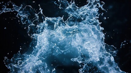 Canvas Print -   Close-up of water splashing on dark surface with blue sky background