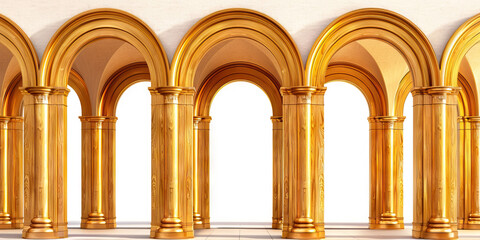 golden wooden arches: a series of arched wooden doorways or entryways with a rich golden finish
