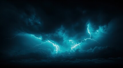 Wall Mural -   A monochromatic image of a tempestuous sky, featuring a prominent lightning flash at its center