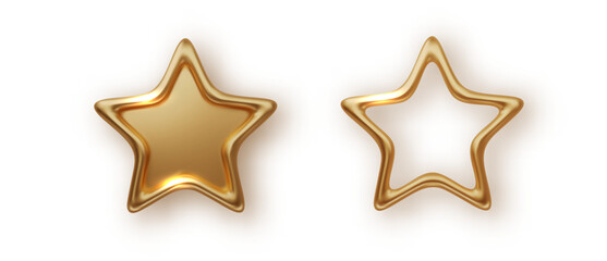 Wall Mural - golden realistic metallic stars isolated png. rating stars icon badges. five stars customer product 