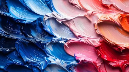 Wall Mural - A painting of a colorful wave with blue, red, and pink colors