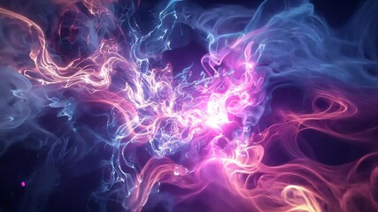 Fototapete - A colorful, swirling galaxy of purple, blue, and pink smoke. The smoke is billowing and twisting, creating a sense of movement and energy. The colors are vibrant and dynamic