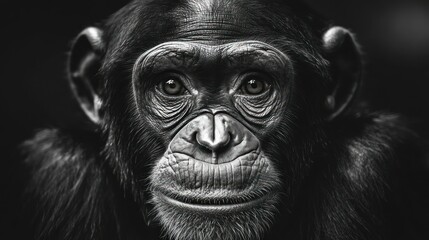 Canvas Print - Close-up Portrait of a Chimpanzee with a Soft Expression