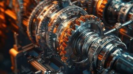 Poster - Close-up of Geared Metal Machine Components
