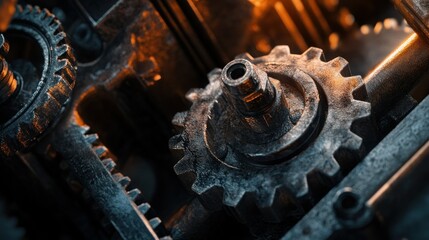 Poster - Close-up of a Large Cogwheel in a Machine