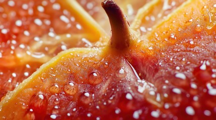 Poster - Close-up of a Red Fruit with Water Droplets