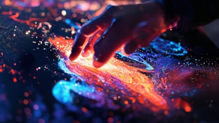 Poster - Hand Interacting with a Luminous Abstract Surface