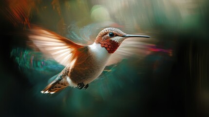 Poster - Hummingbird in Flight with Abstract Background