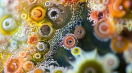 Poster - Close-up of Vibrant, Circular Patterns in a Liquid Medium