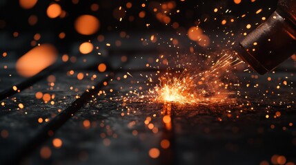 Poster - Close-Up of Sparks Erupting from a Welding Torch