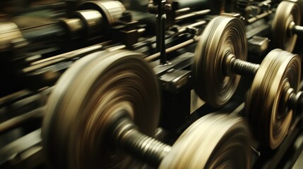 Poster - Close-up of Rotating Industrial Machine Parts