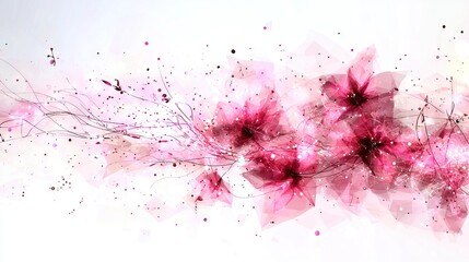 Canvas Print -   A photo of pink flowers against a white and pink backdrop or a white backdrop with pink flowers on the left edge