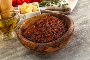 Canvas Print - Red raw dry rice gor cooking