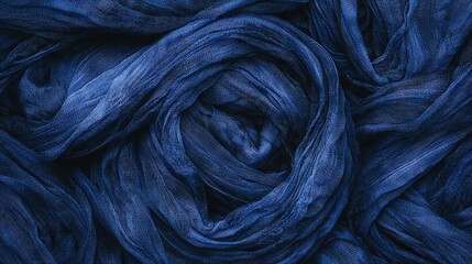 Poster -   A detailed image of a blue fabric with a textured appearance, resembling dark blue yarn-dyed fabric