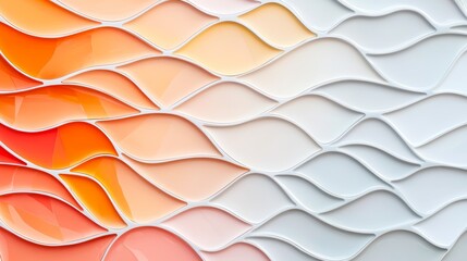 Wall Mural - Tiles with a gradient color scheme that shifts across the wall, combined with abstract, flowing patterns