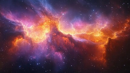 Wall Mural - aweinspiring view of deep space nebula with swirling clouds of cosmic dust and newborn stars vibrant