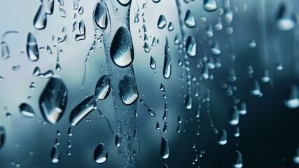 Leinwandbilder - A window with raindrops on it. The drops are small and scattered, creating a sense of movement and fluidity. Scene is calm and peaceful, as the raindrops seem to be falling gently