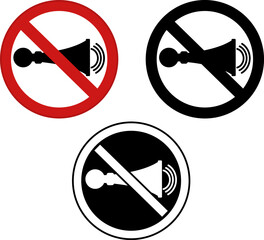 Wall Mural - Signs Horn Prohibited. Warning Road Signs. Red, Black, and White Vector Icons