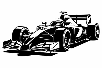 Wall Mural - Racing Car silhouette vector, Formula 1 car illustration