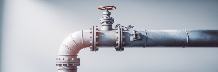 Poster - 3D Rendered Industrial Pipe on White Background