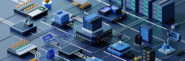 Aufkleber - 3D Rendered Visualization of Computer Networking Technology