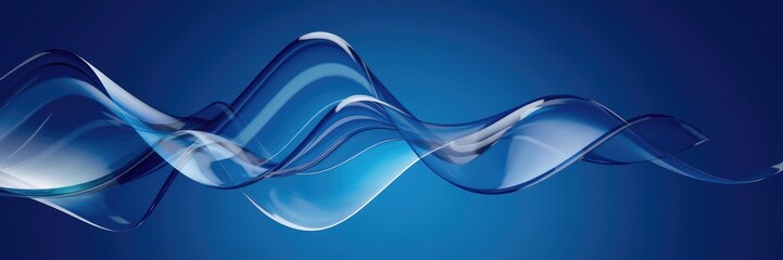 Poster - Abstract blue wave design element with transparent flow on a blue backdrop