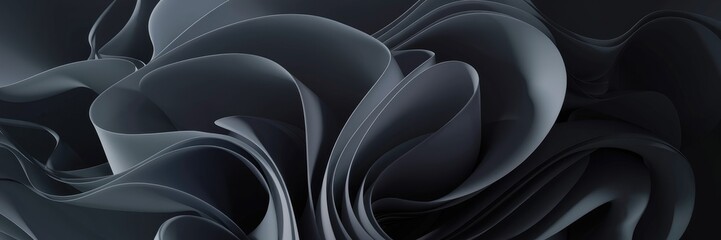 Poster - Abstract gray-black background featuring gentle, flowing shadows.