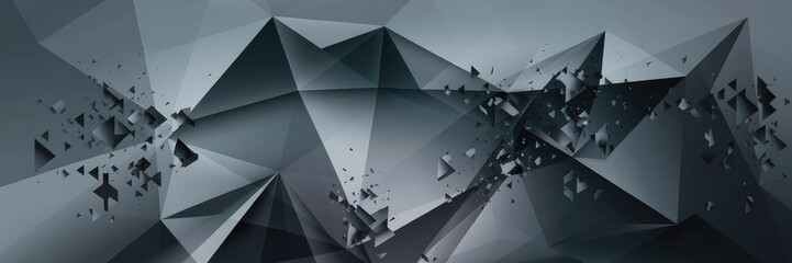 Poster - Abstract grey triangular gradient background. Low poly design with geometric patterns.