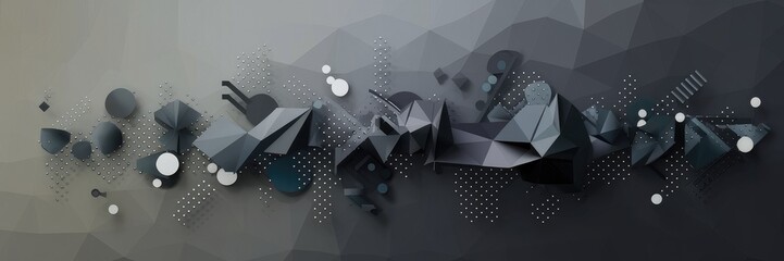 Poster - Abstract grey triangular gradient background. Low poly design with geometric patterns.