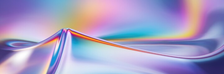 Poster - Abstract holographic background in soft pastel hues with stainless steel texture. Colorful foil backdrop with radiant hues converging at the center. Trendy creative gradient design.
