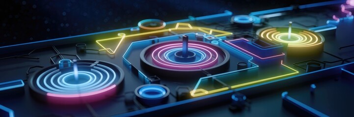 Poster - Futuristic Abstract Glow with Light Effects on Dark Background
