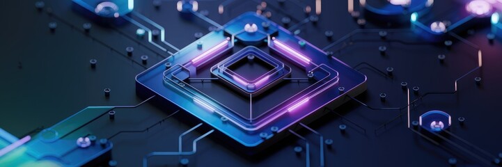 Poster - Futuristic Abstract Glow with Light Effects on Dark Background