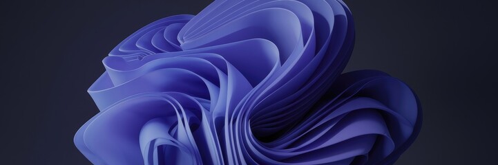 Poster - Futuristic abstract dark background with flowing wave design. Luxurious realistic 3D wallpaper featuring smooth lines. 3D rendering.