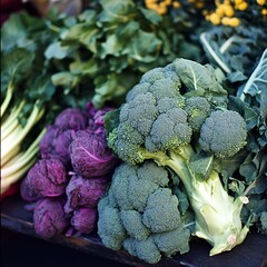 Wall Mural - A colorful assortment of fresh vegetables at a market, highlighting healthy food choices.