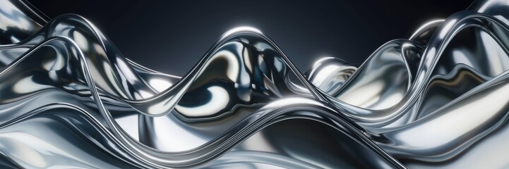 Poster - High-resolution abstract metallic wave background