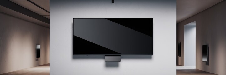 Poster - Realistic 4K Flat Screen Monitor Mockup - LCD, OLED, or Plasma Display in a Modern Wall-Hanging Setting