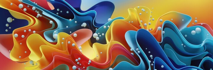 Poster - Vibrant Abstract Background with Colorful Liquid Patterns