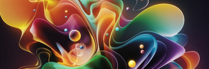 Poster - Vibrant Abstract Background with Colorful Liquid Patterns