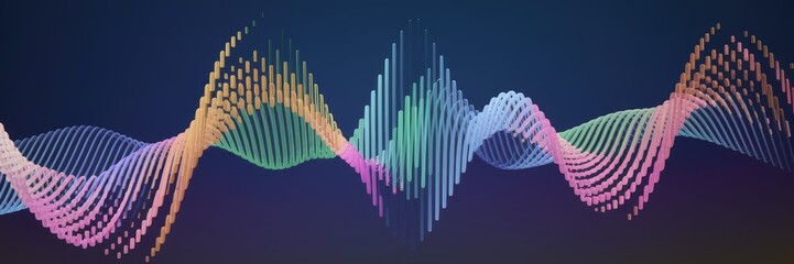 Poster - Wave Function Series: Abstract Pattern of Oscillating Frequency Waves for Science, Education, and Research Themes.