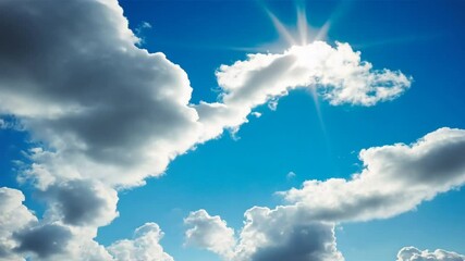 Poster - The sky is blue with a few clouds scattered throughout. The sun is shining brightly, making the day warm and inviting