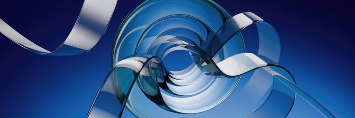 Poster - Abstract 3D illustration featuring glass tunnels and dynamic ribbons, ideal for graphic design and creative wallpaper applications.