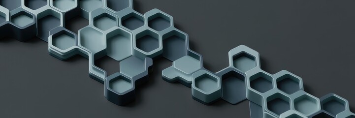 Poster - Abstract Honeycomb Pattern with Wavy Rhombuses. Modern Hexagonal Design for Templates, Reports, and Presentations. Futuristic Sci-Fi Aesthetic. 3D Rendering.